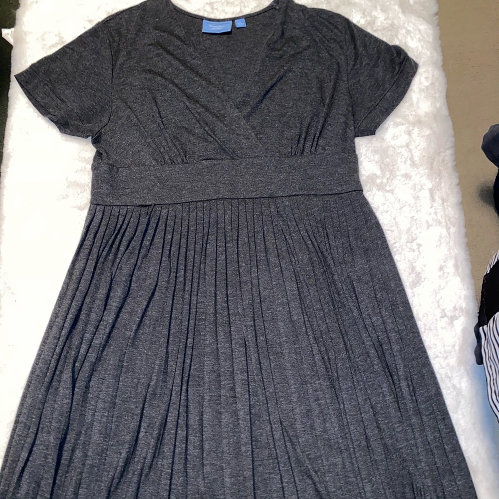 Dark Gray SimplyVera Pleated Dress